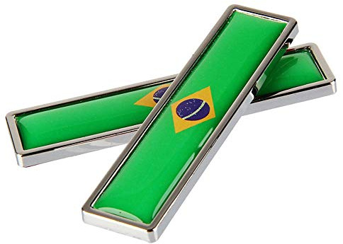 1 Par Brasil Bandera 3D Metal Car Body Logo Auto Motocicleta Personalidad Decoración Etiqueta Emblema Insignia