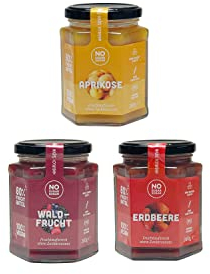 NO SUGAR SUGAR Fruchtaufstrich Probier-Set Erdbeere, Waldfrucht, Aprikose, ohne Zuckerzusatz mindestens 80% Fruchtanteil mit Erythrit und Stevia | Brotaufstrich hergestellt in der EU (Je 260g)