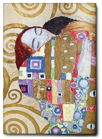 Giallobus - Gemälde - Gustav Klimt - Die Umarmung der Liebenden - Leinwand mit Standardrahmen - 50x70 - Bereit zum Aufhängen - Moderne Gemälde für zu Hause