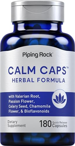 Piping Rock Calm Capsules | 180 Pills | Herbal Extract Blend | with Chamomile, Valerian, and Passion Flower | Non-GMO, Gluten Free Supplement