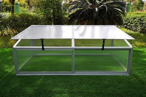 OUTFLEXX Hochbeetaufsatz, Silber, Alu/Polycarbonat, 176x86x60 cm, pulverbeschichtet