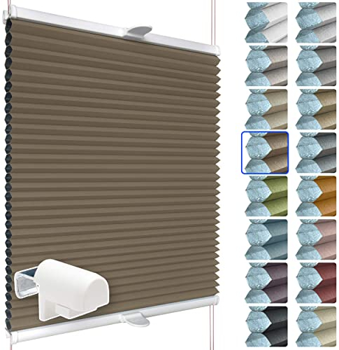 SchattenFreude Waben-Plissee für Fenster | 100% verdunkelnd/Blackout | Mit Klemm-Haltern | Klemmfix ohne Bohren | Braun (Weiße Rückseite), Breite: 80cm x Höhe: 130cm