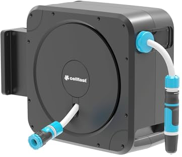 Cellfast Ergo Schlauchaufroller utomatische Schlauchbox Schlauchtrommel, Schwarz, 20m