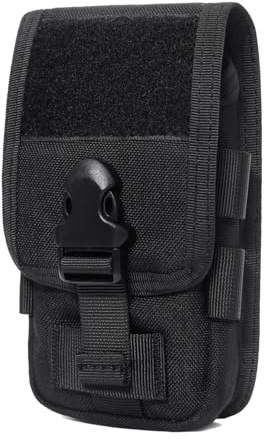 Azarxis Pochette Tactique Sacoche Ceinture Poche Molle Téléphone Portable Gadget EDC pour Randonnée Sport Plein-Air (02 Noir)