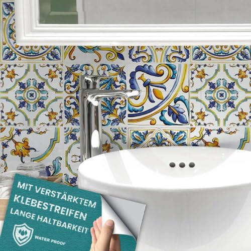 RE-COVERTILES - Pegatinas Azulejos Cocina y Baño Stickers de PVC Impermeables Antiarañazos Decoración de Pared Baldosas Peel and Stick - Modelo 12 Pzas 15x15 cm PS00079 Made in Italy