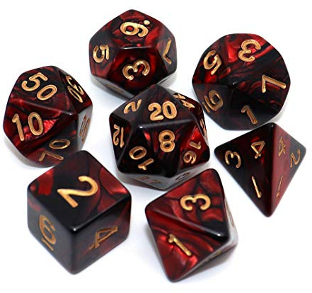 DND Dice Set Red Black RPG Dice for Dungeon and Dragons D&D MTG 7-Die Polyhedral Dice