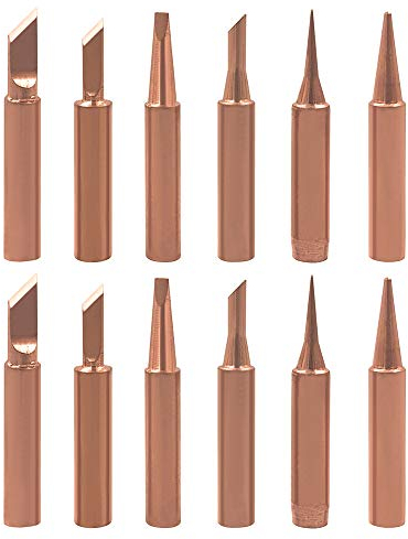 Mesee 12pcs Lötkolben Lötspitzen Lötstation Tool, 900M-T Lötspitzen aus Kupfer, Niedrigtemperatur Lötkolbenspitzen Ersatz Lötspitzen Set für Niedrig Temperatur Lötstation Werkzeug- Golden