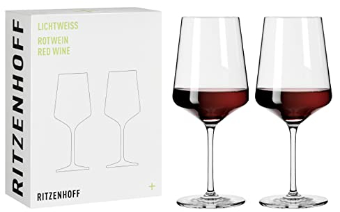 Ritzenhoff 6111005 Copa de vino tinto 500 ml - Serie Lichtweiss - 2 piezas en un set de regalo - con estilo moderno - Made in Germany