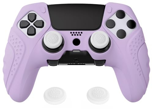 PlayVital Cover per ps5 Edge Controller Custodia Joystick Silicone Protettiva Skin Antiscivolo con Gommini Coprilevette Analogiche per ps5 Edge Wireless Controller-Guardian-Malva