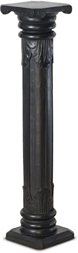 livasia Säule aus Albiziaholz, dekorative balinesische Holzsäule, Blumenpodest aus Indonesien, Handarbeit 22x100 cm (Schwarz)