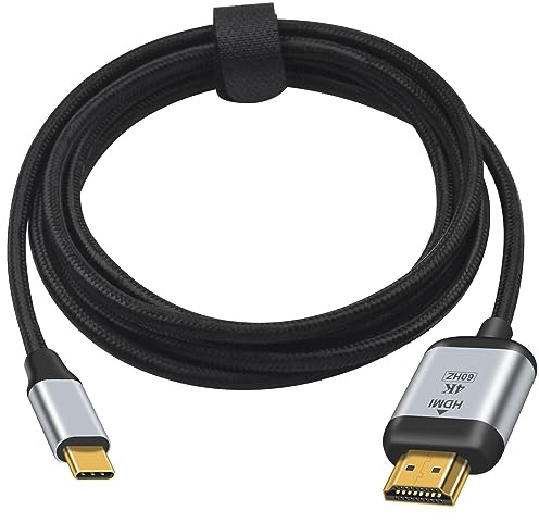 Duttek Cable USB tipo C a HDMI de 1,8 m, cable 4K tipo C macho a HDMI macho, Thunderbolt 4/3 compatible con MacBook Pro 2021/2020, MacBook Air, iPad Pro 2021, Surface Book 2, Galaxy S23 y más
