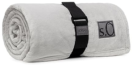 s.Oliver Kuschelsoft Decke 150x200 cm - flauschig, warm & waschbar, Kuscheldecke hellgrau Uni