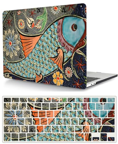 Hülle Kompatibel mit MacBook Pro 13 Zoll 2012 2011 2010 2009 2008 Freisetzung A1278 mit CD-ROM, Plastik Schützend Hartschale Snap Case & Tastaturabdeckung für 13 Zoll Alte Version, Blauer Fisch