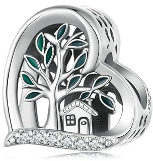 Stammbaum Charm Anhänger für Pandora-Armband,925 Sterlingsilber, Herz Haus Charm Perle, Damen und Mädchen-Schmuckgeschenk