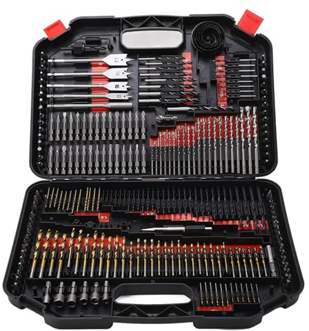 Set Trapano e Avvitatore 246 Pezzi, Compatibile Universalmente, Set di Punte per Trapano per Progetti Fai Te, in Scatola di Plastica per Riporre e Trasportare in Sicurezza