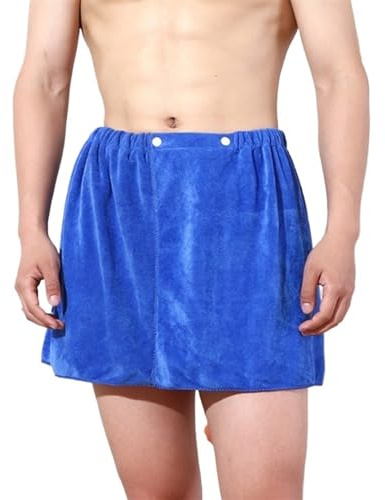 FOTN Albornoces para hombre, toallas de playa, faldas de ducha cortas, pantalones de ducha, envoltura de baño, spa, sauna, toalla de baño, toallas de ducha, Azul, OneSize 40*150(cm)