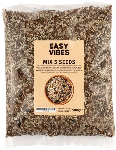 Easy Vibes - Mix 5 Semi (500g) | Miscela di 5 Semi (Zucca, Lino, Chia, Girasole, Sesamo) | Ideale per Pane, Insalate, Yoghurt