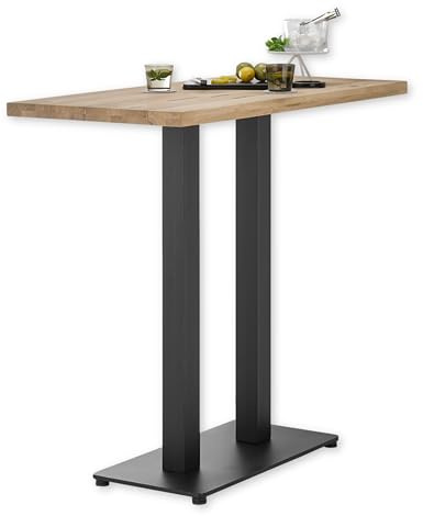 Stella Trading Jay Bar en chêne Massif – Table Haute Moderne avec Structure en métal pour Cuisine et Salle à Manger, 120 x 104 x 60 cm