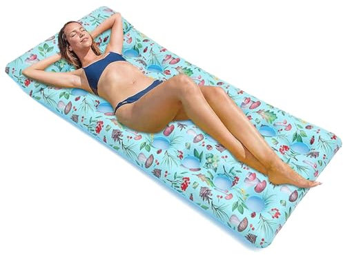 Poolflotte för vuxna, uppblåsbar poolsimmare | Vattenliggande pool, Floatie, PVC-simsäng på vattnet | Vikbar solbad, pool-loungeflott, 190 x 88 cm för sommar-utomhuspooler