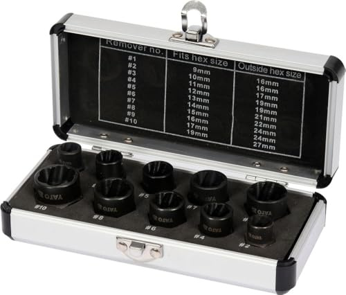 10 Tlg Schraubenausdreher Satz Linksausdreher Schraubenlöser Set Ausbohrer Mutternsprenger? 3/8' (10mm)