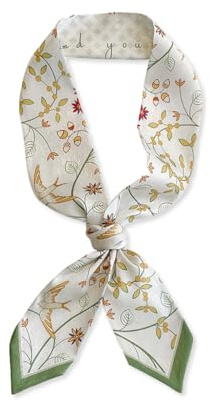 LumiSyne Foulard En Soie Étroit Femme Filles Écharpe Maigre Longue Imprimé Fleur Feuille Style Pastoral Frais Légers Satin Fichu Cravate Foulard Cheveux Bandeau Au Poignet Poignée Ruban