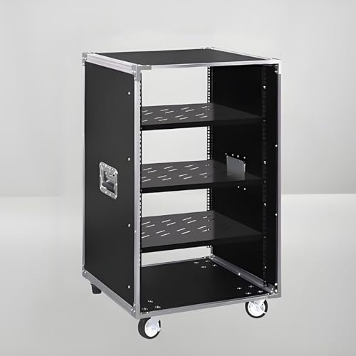 YQMHEZ 1-5-stufiger HiFi Rack, mehrlagiger bodenstehender Audio Rack HiFi Regal, Netzwerk-Server-Rack mit offenem Rahmen, mit Lenkrollen, Stereoschrank(Silver,3 Tier)