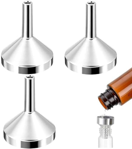 Aestustheri 3 Pcs Small Funnel Set - Silver Aluminium Mini Funnels, 1.8cm Wide, 2.5cm Capacity, Stainless Steel for Liquids & Powders