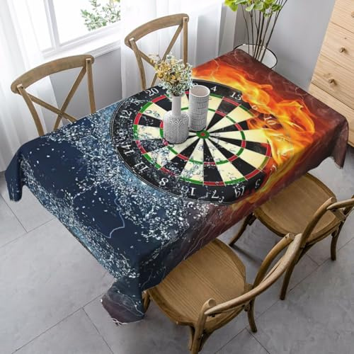 JEJEA Rechteckige Tischdecke mit Dartscheiben-Druck, knitterfrei, weiche Tischdecke für Esszimmer, Weihnachten, Raumdekoration