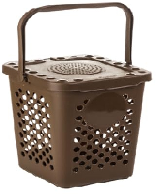 Ecoplast Ecoplus - Cubo de basura marrón perforado para húmedo de 7 litros - Cubo ventilado antiolores de 7 litros para cocina, baño y oficina - Cesta ahorra espacio de plástico resistente - Made in