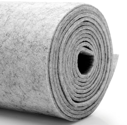 DIY Filz stoff 40cm x 250cm - 3mm Stärke Bastelfilz in Einzelfarben – Filzstoff meterware Für Autoteppiche, Weihnachtsmärkte & Riesenprojekte,filzmatte-Hellgrau