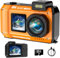 YISENCE Appareil photo numérique 8K UHD robuste étanche à la poussière et aux chocs avec carte de 64 Go 70 MP autofocus selfie avec deux écrans 33FT WiFi Caméra sous-marine pour la plongée en apnée