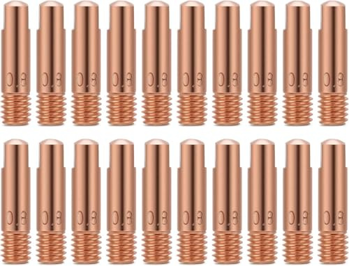 CYTGOUPER 20 Stück Mig Mag Schweiß Kontaktspitzen, Schweißdüsen 0,8 mm Verschleißteile Set Mag Schweißdüsen, Schweißzubehör Kupfer Kontaktspitzen für 15AK MIG/MAG Schweißbrenner