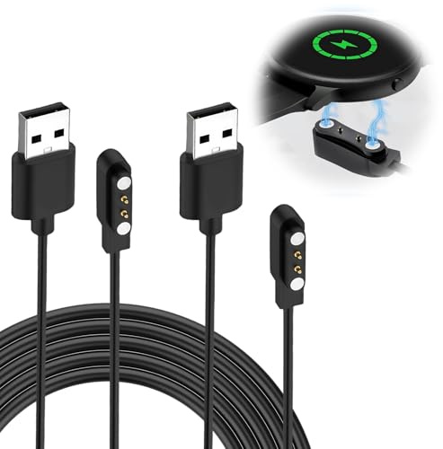 Aivane 2PCS Chargeur Montre Connectée Universel, 2 Pins 4mm USB Magnétique Charging Cable, Câble de Recharge Accessoires Compatible avec Montres Intelligentes