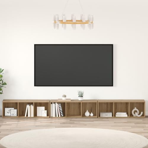 RMIHSJG TV-Schränk 3 pcs Eiche handwerklich Couchtisch Fernseher Tisch HiFi Rack tv möbel 37 x 35 x 107.5 cm