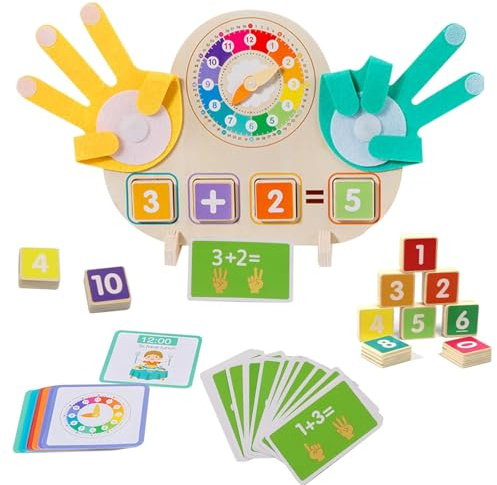 Juguetes de matemáticas de madera para aprender a contar para niños, juguete de conteo de matemáticas de madera, juguete Montessori a partir de 3, 4 y 5 años, juguete educativo de matemáticas para
