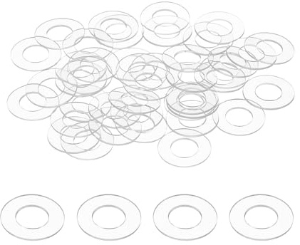 sourcing map 80 rondelle piatte M6 in PVC trasparente, diametro interno 6 mm, diametro esterno 12 mm, spessore 0,5 mm, guarnizione per porta della doccia, barra per asciugamani, trasparenti