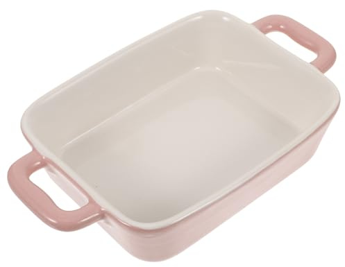 BAZEITFLOW Teglia da Forno in Rettangolare Rosa Teglia da Cottura in Terracotta per Pirofila da Forno Eco Compatibile Resistente Temperature per Cucina