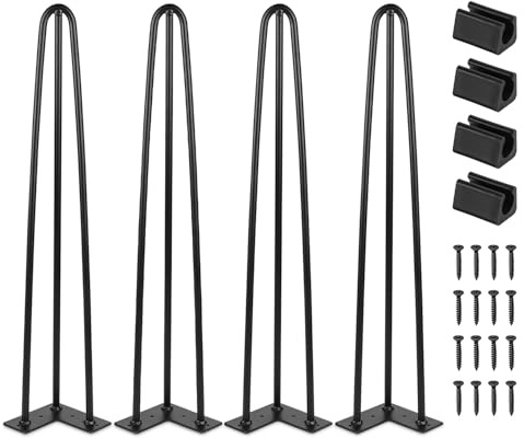 Monucep 4 Stück Hairpin Legs,45cm Tischbeine Metall,DIY Haarnadel Tischbein Möbelfüße Couchtisch Beine,Tischfüße,3 Streben inkl für Schreibtisch Esstisch, Couchtisch, Tisch