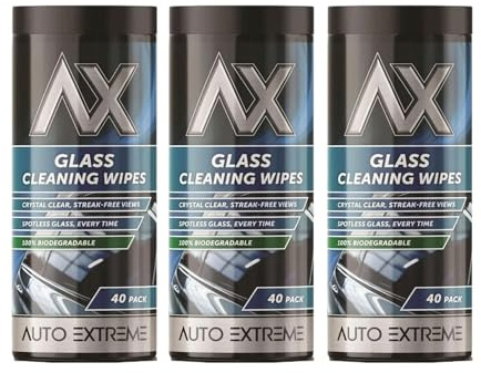 DIOXSTAR Glass Cleaning Wipes, Auto Extreme Streak-Free Formula, Crystal Clear Glass, Mirrors & Windows, Cleaner Wipes for Smudge-Free Shine, Safe for Auto & Home Use (3PCS)