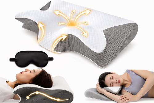 Zovra Memory Foam Pillow for All Sleepers with Eye Mask, Orthopedic Memory Foam Pillow for Neck Support and Shoulder Pain Relief, Ergonomic Pillow with Washable Cover for Side, Back & Stomach Sleep