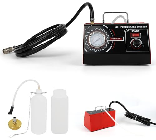 Dispositivo de Purga de Frenos DC 12V, Sistema Automático Pulsante para Cambio de Líquido de Frenos, Presión Ajustable 0,5–2,5 Bar, con Adaptador de Cilindro Maestro y Botella de Recogida, Negro