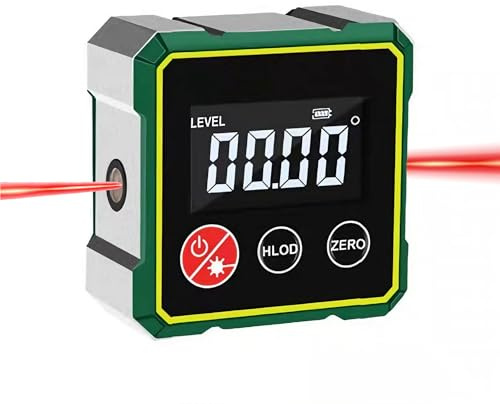 Ruaizel LCD Level Box Digitale Ricaricabile con Laser Elettronico Angle Finder, con 4 Lati Magnetici con Cavo Type-C per Ricarica Inclinometro Livella Laser Impermeabile (grigio)