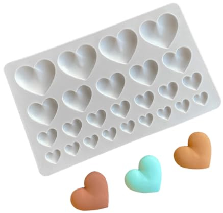 Heart Silicone Molds 1 Pcs Valentines Mold Reusable Chocolate Molds Cupcake Cookie Baking Moulds Heart Shape Decoration Mold Valentine Party DIY Craft Supplies for Polymer Clay Soap Ice Cube