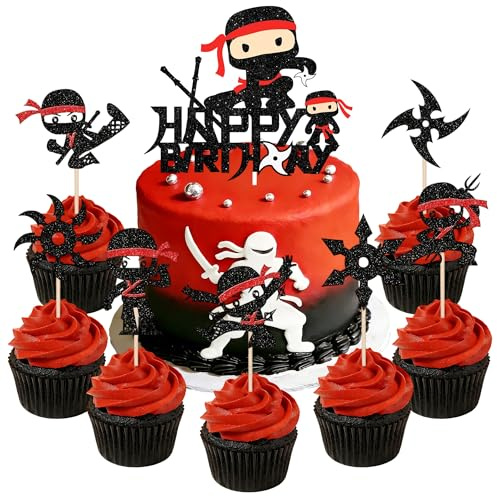 Karate Kuchendekorationen Karate Kung Fu Krieger Cupcake | Karate Cupcake Kuchendekorationen Karate Kung Fu Krieger Cupcake Dekorationen für Samurai Geburtstagsparty Kuchendekorationen