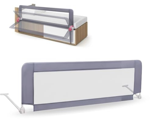 BATHBY Barandilla de Seguridad para Cama 90 cm | Panel Transparente | Sistema Plegable | Instalación sin Taladros | Protección Anticaídas para Bebés y Niños | Compatible con Todos los Colchones