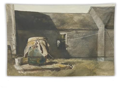 Andrew Wyeth Tapestry DRY WELL (RAIN BARREL) Paintings Wall Tapestry Art Print Tapestries Room Hanging Picture Modern Home Decor 60x90