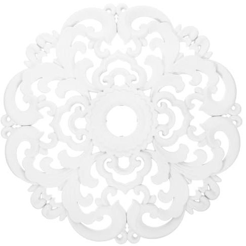 Ciieeo Medallón de Techo Decorativo Estilo Europeo en Blanco Medallones de Techo para Luminarias Diseño Calado de Escayola Decoración para Salón Accesorio para Lámpara de Araña Vintage