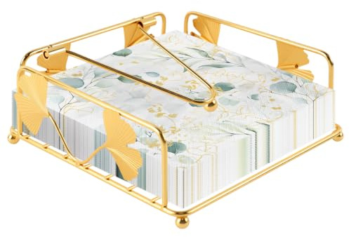 FEMONGY Servilletero de mesa, Servilleteros, Servilletero vertical | napkin holder con diseño de lastre resistente al viento, Adecuado para uso en exteriores, restaurantes y bares, Dorado