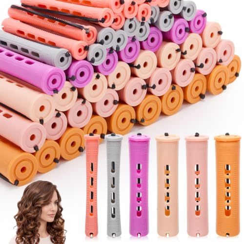 WILLBOND 60 Pcs Perm Rods for Long Hair Plastic Curl Rods Cold Wave Irons Curling Roller for Hair Styling Hairdressing Tools (0.87, 0.79, 0.75, 0.59, 0.51 Inch,Multicolor)