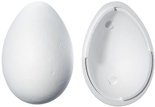 Rayher Œuf en polystyrène 2 demi-coquilles p. pâque hauteur 30 cm blanc, 3317100